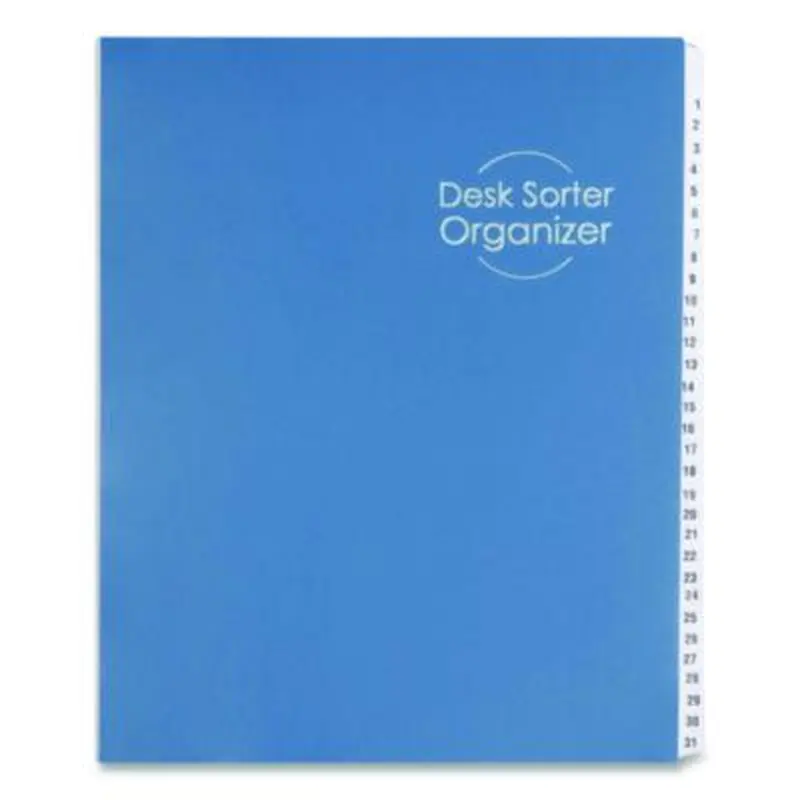 Deluxe Expandable Indexed Desk File/Sorter, 31 Dividers, Date Index, Letter Size, Dark Blue Cover - Indexed Sorters | Smead