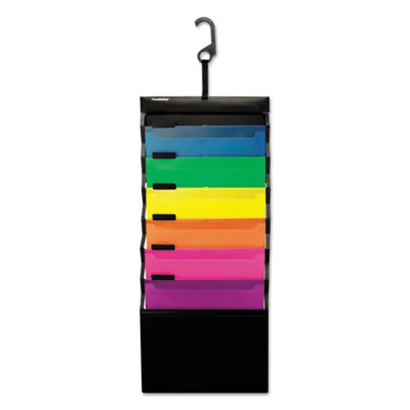 Desk Free Hanging Organizer With Case, 1" Expansion, 6 Sections, Buckle Closure, Letter Size, Black - File Jackets/Sleeves/Wallets | Pendaflex