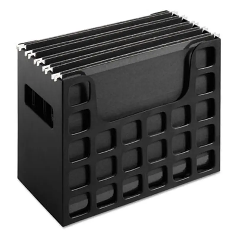 Desktop File With Hanging Folders, Letter Size, 6" Long, Black - Hanging File Folder Racks | Pendaflex