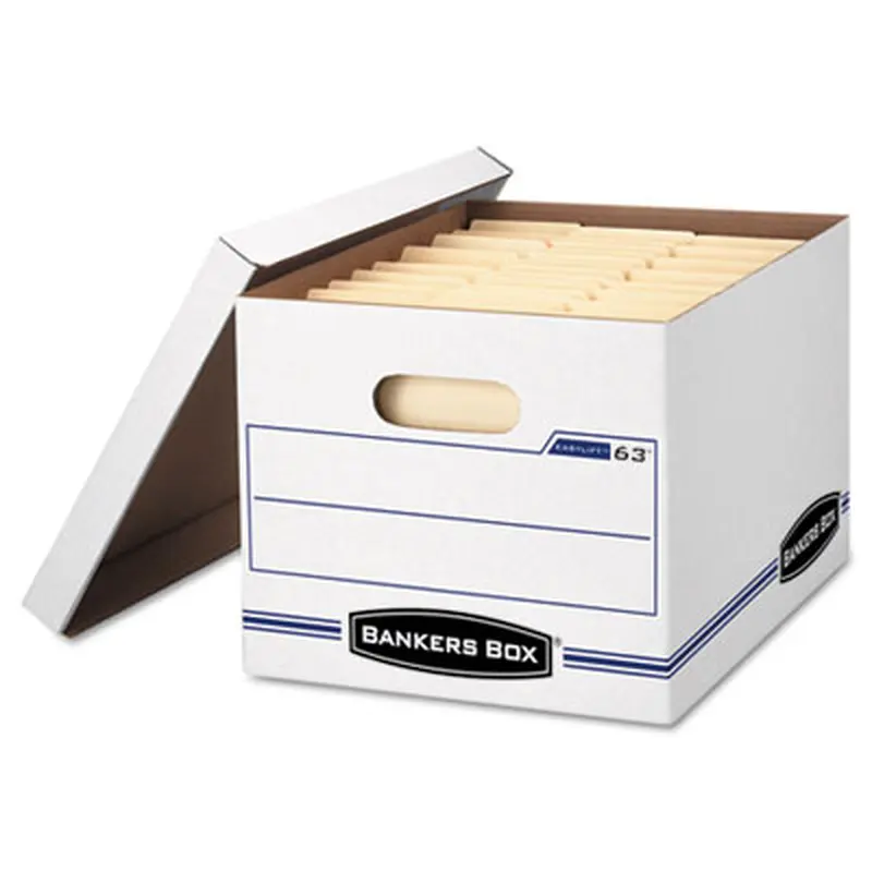 EASYLIFT Basic-Duty Strength Storage Boxes, Letter Files, 12.75" x 13.25" x 10.5", White/Blue, 12/Carton - File Boxes | Bankers Box