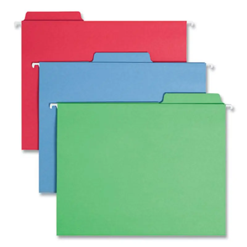 FasTab Hanging Folders, Letter Size, 1/3-Cut Tabs, Assorted Colors, 18/Box - Hanging File Folders | Smead
