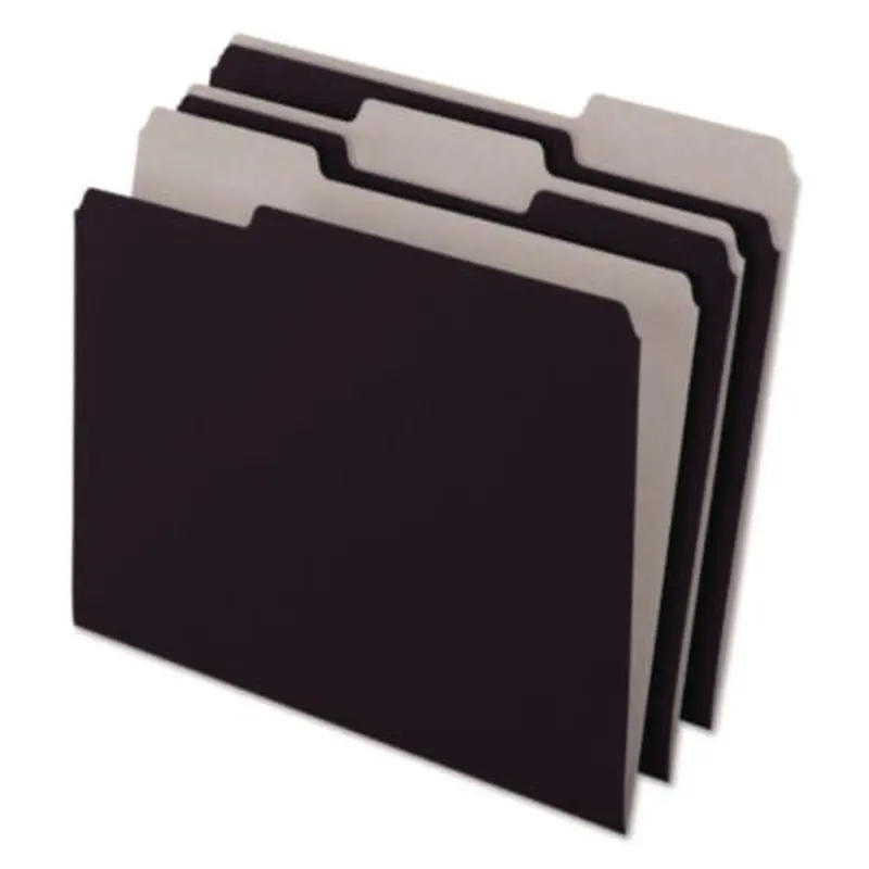 Interior File Folders, 1/3-Cut Tabs: Assorted, Letter Size, Black/Gray, 100/Box - File Folders | Pendaflex