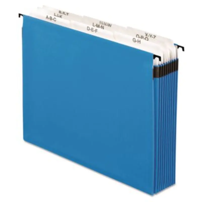 SureHook Nine-Section Hanging Folder, 9 Sections, 5.25" Capacity, Letter Size, 1/5-Cut Tabs, Blue - Hanging File Folders | Pendaflex