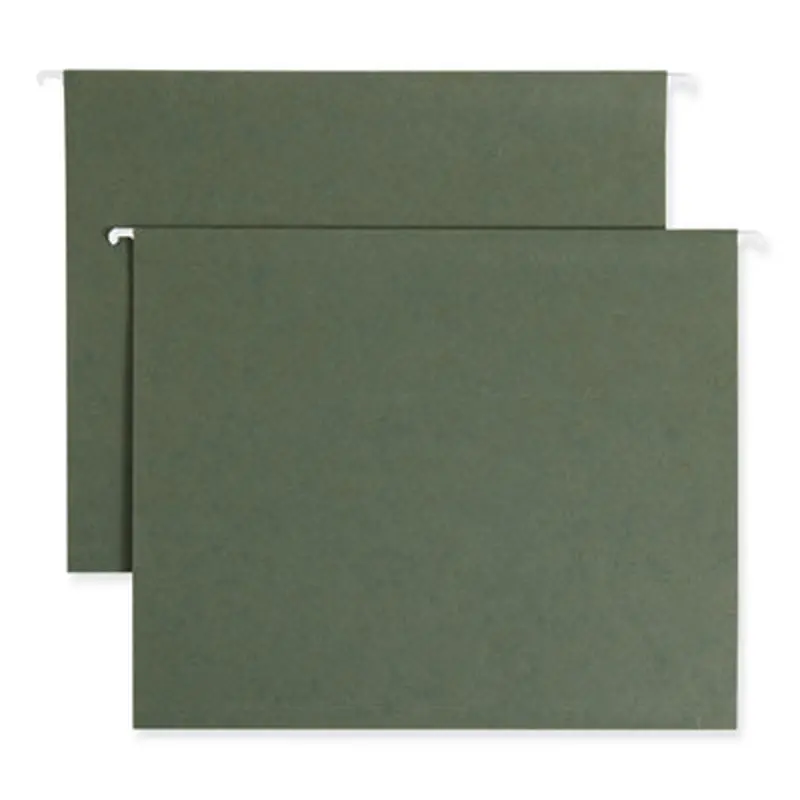 Box Bottom Hanging File Folders, 1" Capacity, Letter Size, Standard Green, 25/Box - Hanging File Folders | Smead