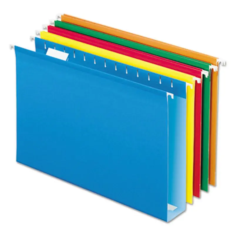 Extra Capacity Reinforced Hanging File Folders with Box Bottom w/ Tabs, 2" Capacity, Legal, 1/5-Cut Tabs, Asst Colors,25/BX - Hanging File Folders | Pendaflex