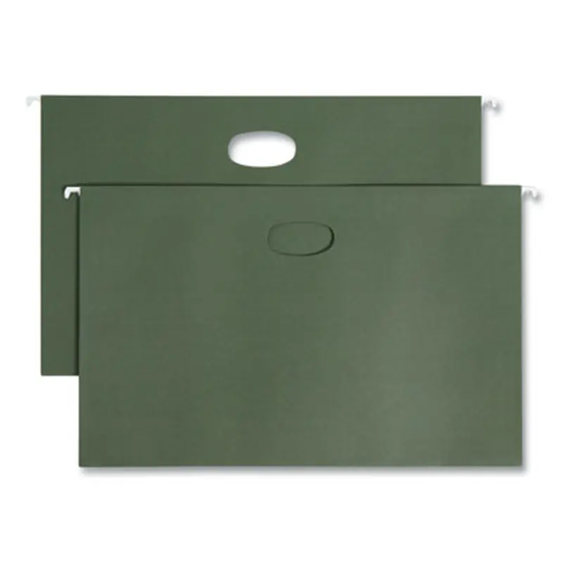 Hanging Pockets with Full-Height Gusset, 1 Section, 3.5" Capacity, Legal Size, Standard Green, 10/Box - Hanging File Folders | Smead