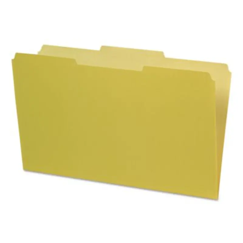 Interior File Folders, 1/3-Cut Tabs: Assorted, Legal Size, Yellow, 100/Box - File Folders | Pendaflex