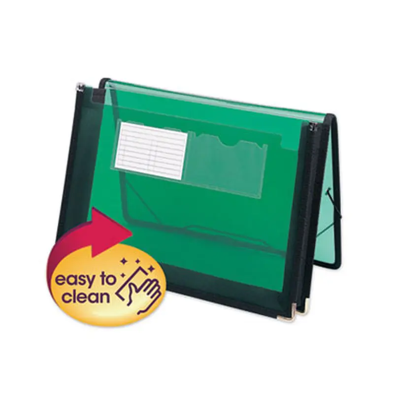 Poly Wallets, 2.25" Expansion, 1 Section, Elastic Cord Closure, Letter Size, Translucent Green - File Jackets/Sleeves/Wallets | Smead