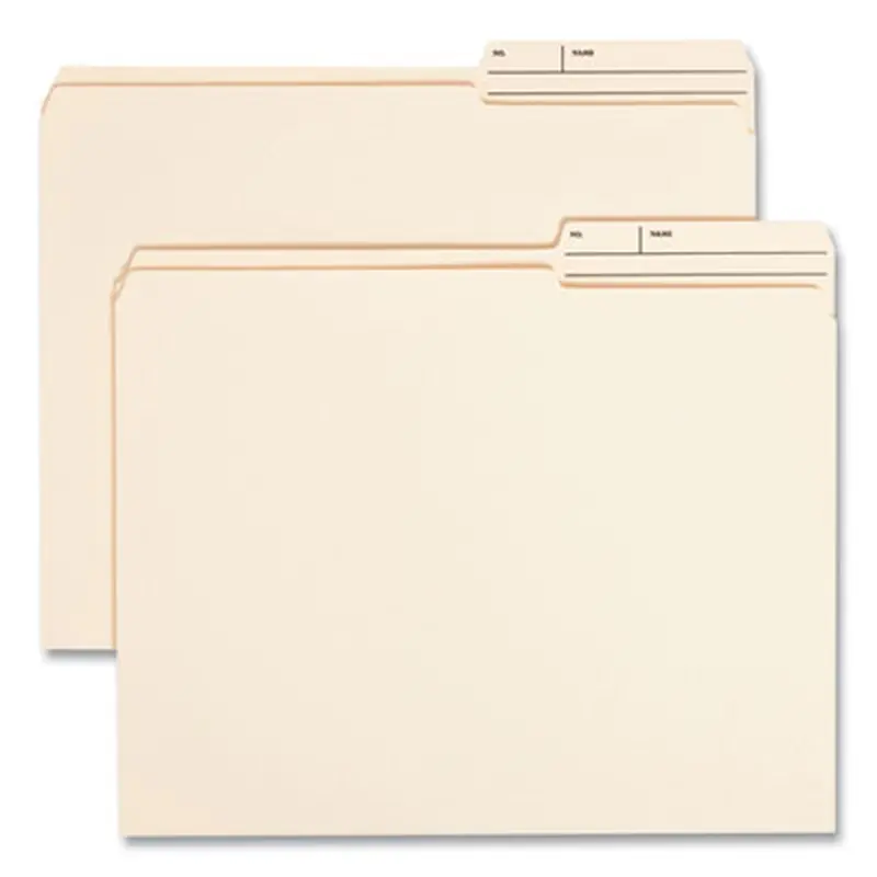 Reinforced Guide Height File Folders, 2/5-Cut Printed Tabs: Right Position, Letter Size, 0.75" Expansion, Manila, 100/Box - File Folders | Smead