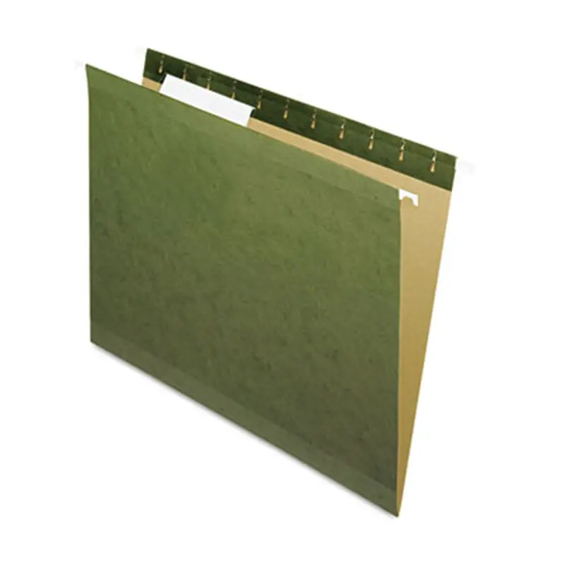 Reinforced Hanging File Folders with Printable Tab Inserts, Letter Size, 1/3-Cut Tabs, Standard Green, 25/Box - Hanging File Folders | Pendaflex