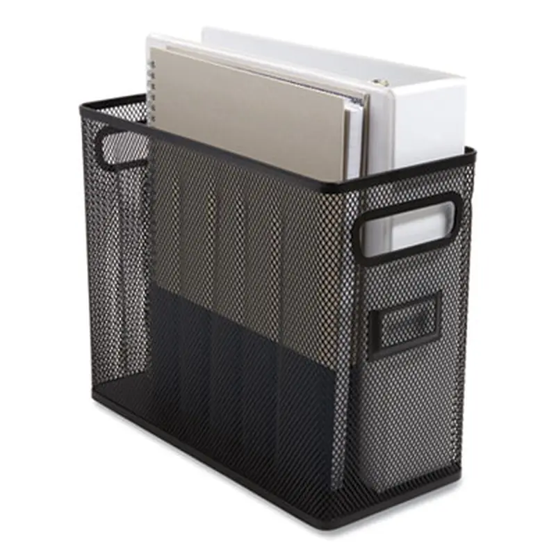 Wire Mesh Box-Style Vertical Document Organizer, 1 Section, Letter-Size, 5.79 x 12.4 x 10.16, Matte Black - Desktop Document Racks & Sorters | TRU RED