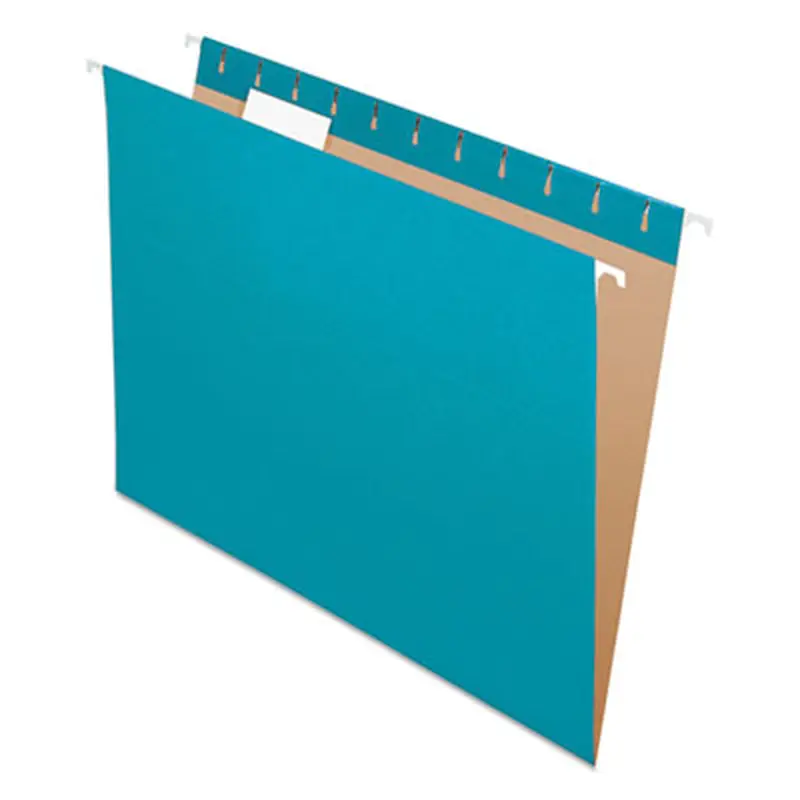Colored Hanging Folders, Letter Size, 1/5-Cut Tabs, Teal, 25/Box - Hanging File Folders | Pendaflex