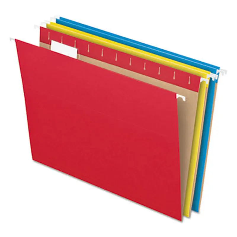 Colored Hanging Folders, Letter Size, 1/5-Cut Tabs, Three-Color Assortment, 25/Box - Hanging File Folders | Pendaflex
