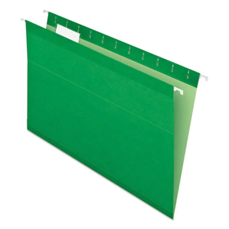 Colored Reinforced Hanging Folders, Legal Size, 1/5-Cut Tabs, Bright Green, 25/Box - Hanging File Folders | Pendaflex