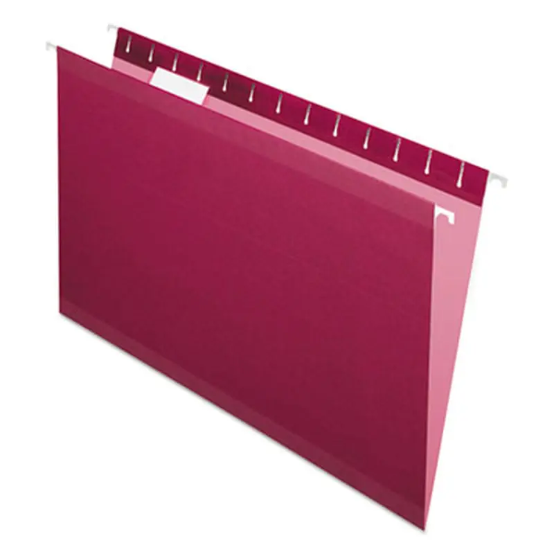 Colored Reinforced Hanging Folders, Legal Size, 1/5-Cut Tabs, Burgundy, 25/Box - Hanging File Folders | Pendaflex
