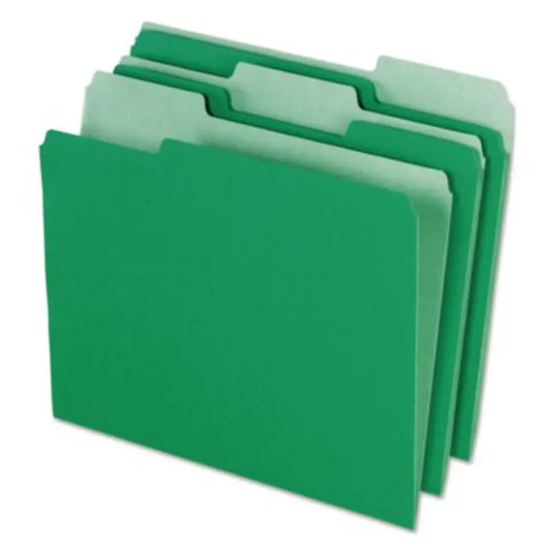 Interior File Folders, 1/3-Cut Tabs: Assorted, Letter Size, Bright Green, 100/Box - File Folders | Pendaflex