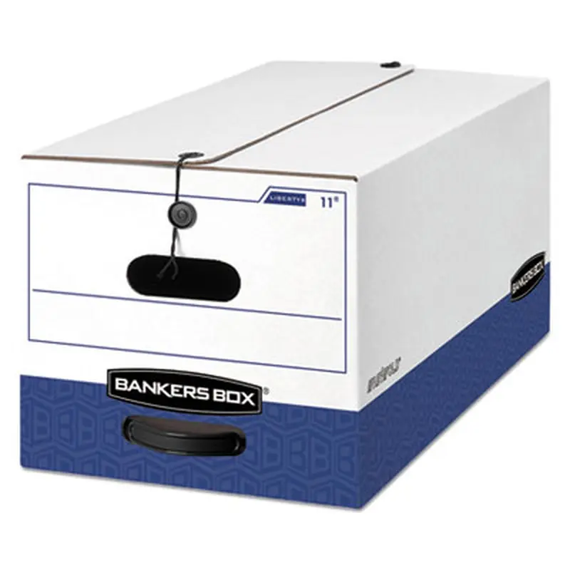 LIBERTY Heavy-Duty Strength Storage Boxes, Letter Files, 12.25" x 24.13" x 10.75", White/Blue, 4/Carton - File Boxes | Bankers Box