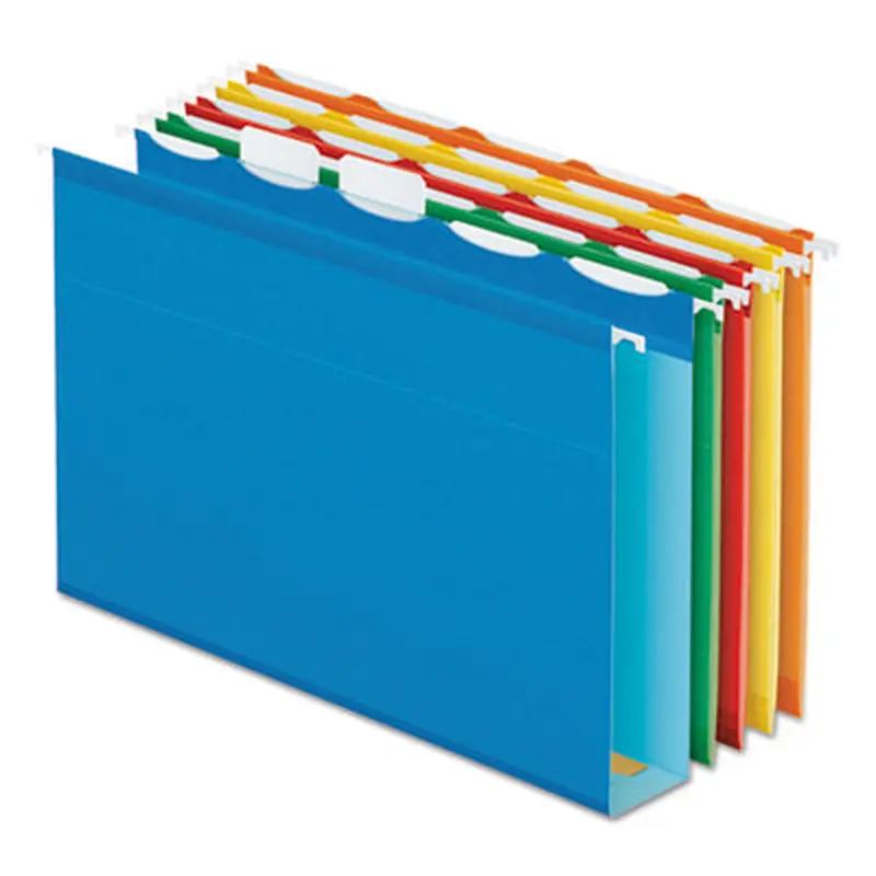 Ready-Tab Extra Capacity Reinforced Colored Hanging Folders, Letter Size, 1/5-Cut Tabs, Assorted Colors, 20/Box - Hanging File Folders | Pendaflex