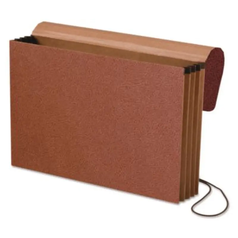 Standard Expanding Wallet with Fiber Gussets, 3.5" Expansion, 1 Section, Elastic Cord Closure, Legal Size, Red Fiber - File Jackets/Sleeves/Wallets | Pendaflex