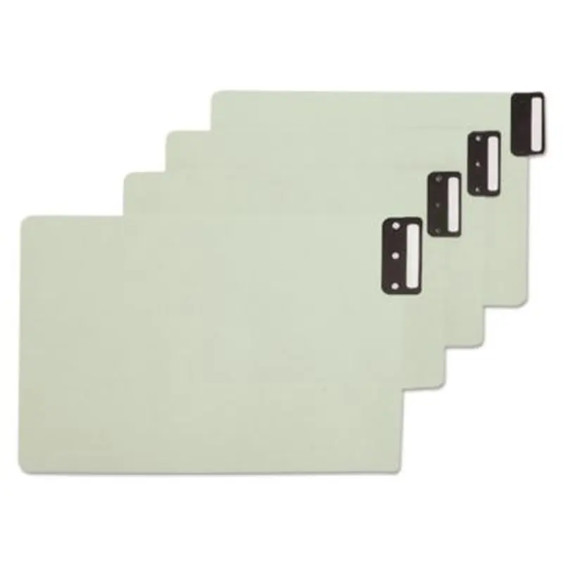 100% Recycled End Tab Pressboard Guides with Metal Tabs, 1/3-Cut End Tab, Blank, 8.5 x 14, Green, 50/Box - File Guides | Smead