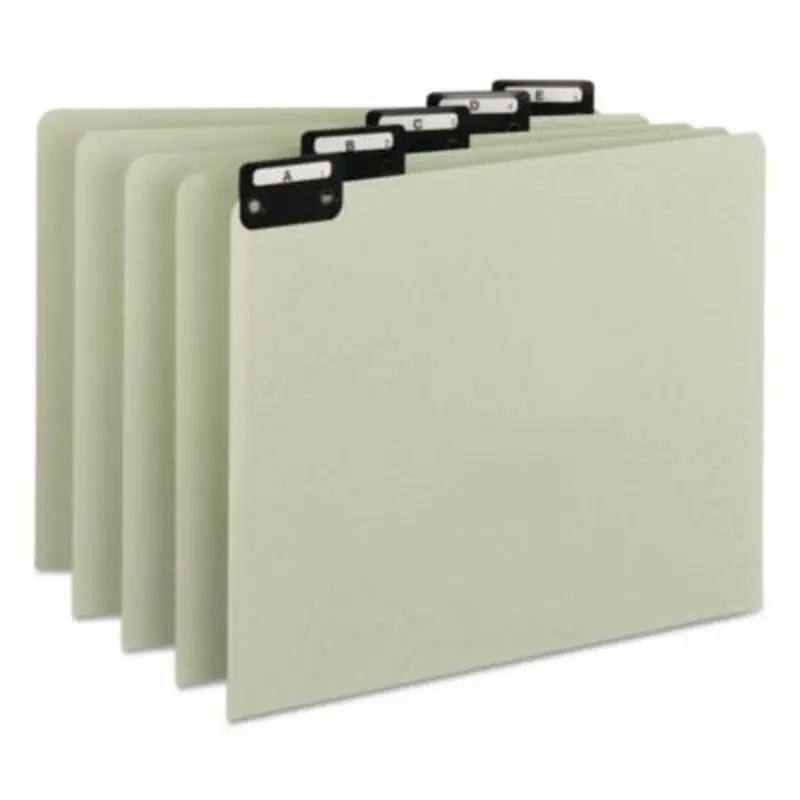 Alphabetic Top Tab Indexed File Guide Set, 1/5-Cut Top Tab, A to Z, 8.5 x 11, Green, 25/Set - File Guides | Smead
