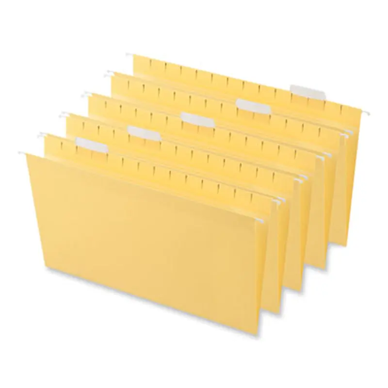 Deluxe Bright Color Hanging File Folders, Legal Size, 1/5-Cut Tabs, Yellow, 25/Box - Hanging File Folders | Universal