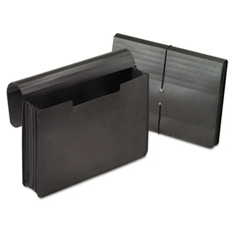 Expanding Portfolio, 5.25" Expansion, 1 Section, Elastic Cord Closure, Legal Size, Black - File Jackets/Sleeves/Wallets | Pendaflex