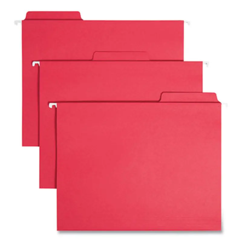 FasTab Hanging Folders, Letter Size, 1/3-Cut Tabs, Red, 20/Box - Hanging File Folders | Smead