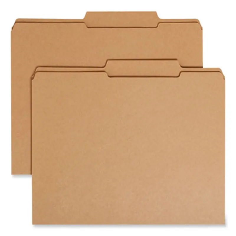 Guide Height Reinforced Heavyweight Kraft File Folder, 2/5-Cut Tabs: Right of Center, Letter, 0.75" Expansion, Brown, 100/Box - File Folders | Smead