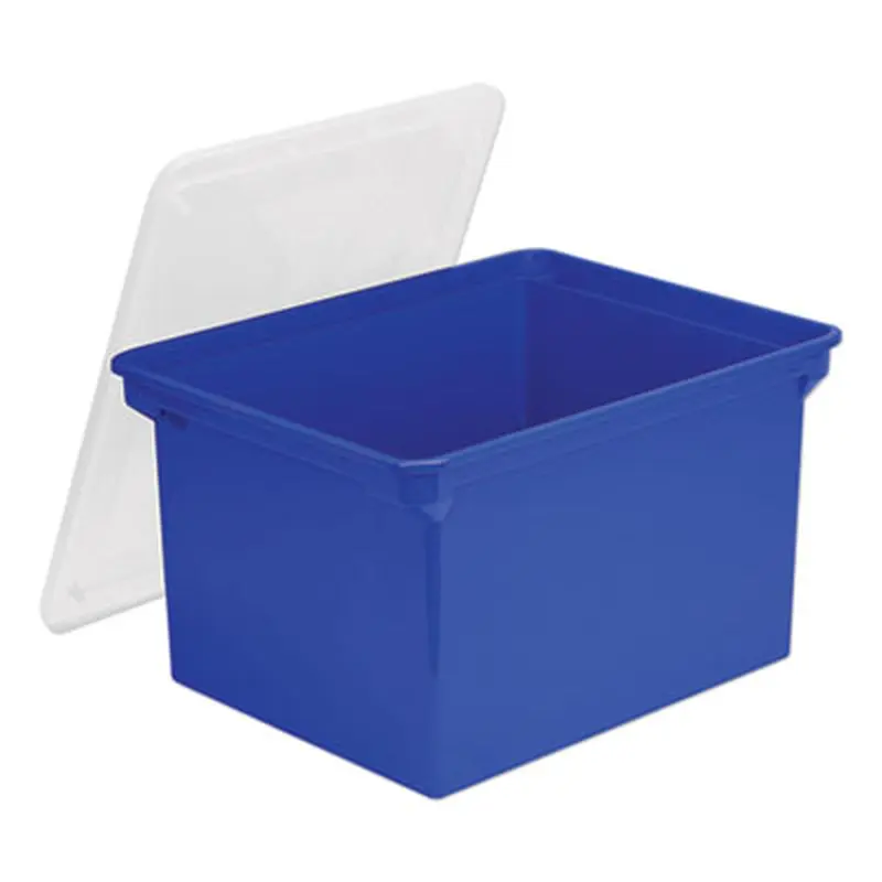 Plastic File Tote, Letter/Legal Files, 18.5" x 14.25" x 10.88", Blue/Clear - File Boxes | Storex