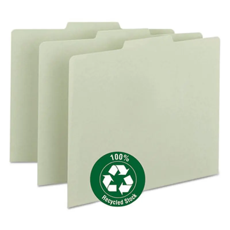 Recycled Blank Top Tab File Guides, 1/3-Cut Top Tab, Blank, 8.5 x 11, Green, 100/Box - File Guides | Smead