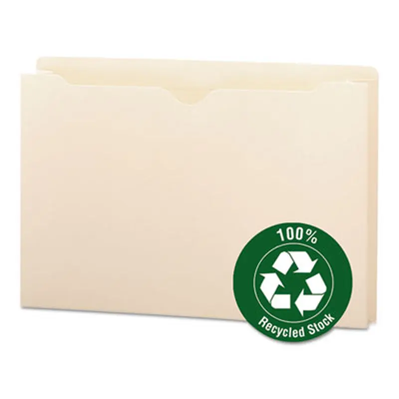100% Recycled Top Tab File Jackets, Straight Tab, Legal Size, Manila, 50/Box - File Jackets/Sleeves/Wallets | Smead