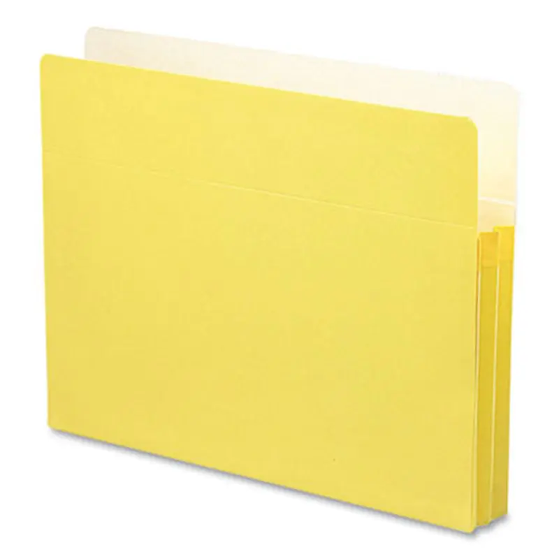 Colored File Pockets, 1.75" Expansion, Letter Size, Yellow - File Jackets/Sleeves/Wallets | Smead