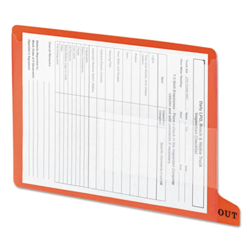 Colored Poly Out Guides with Pockets, 1/3-Cut End Tab, Out, 8.5 x 11, Red, 25/Box - File Guides | Smead