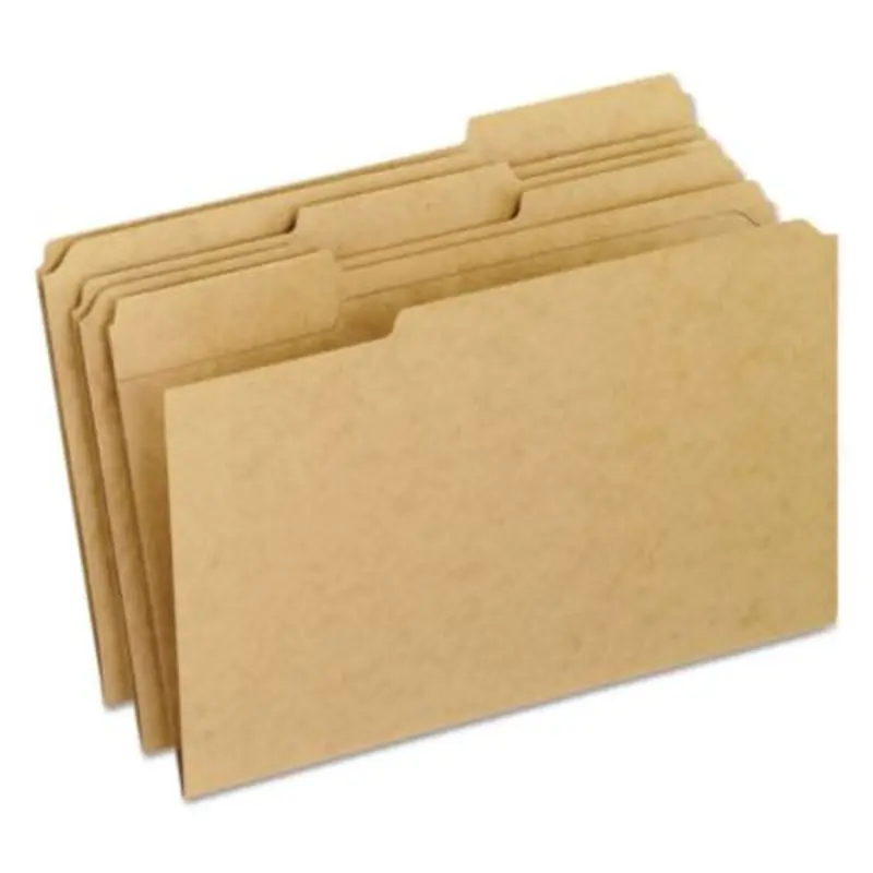 Dark Kraft File Folders with Double-Ply Top, 1/3-Cut Tabs: Assorted, Legal Size, 0.75" Expansion, Brown, 100/Box - File Folders | Pendaflex
