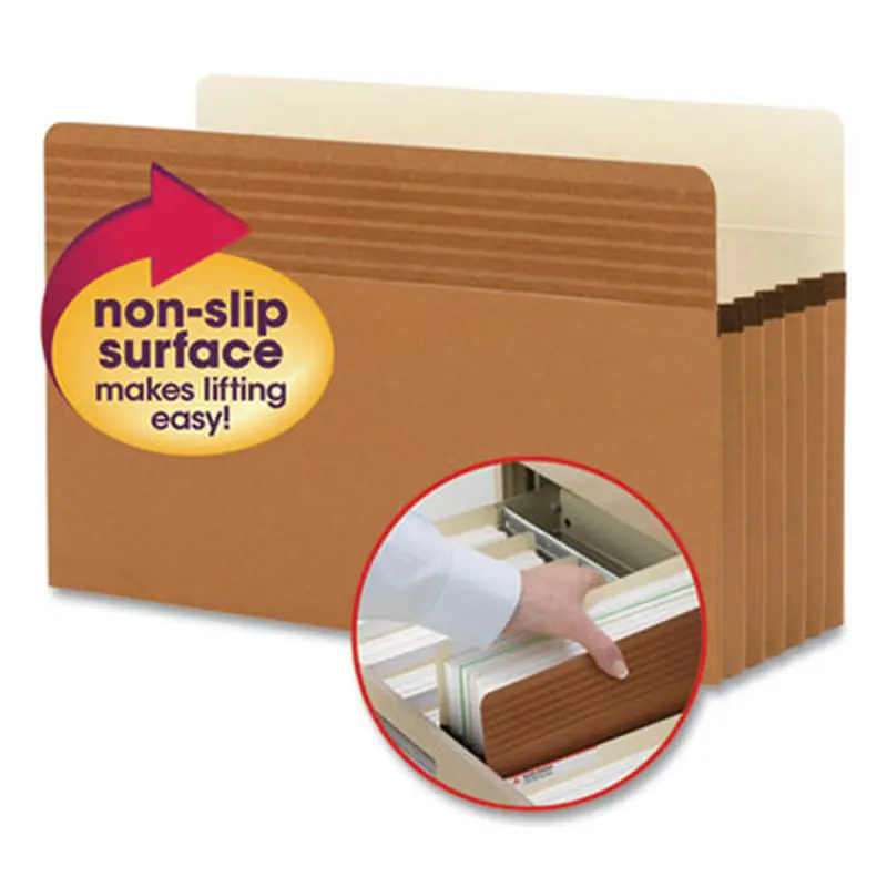 Easy Grip Pockets, 5.25" Expansion, Legal Size, Redrope, 10/Box - File Jackets/Sleeves/Wallets | Smead