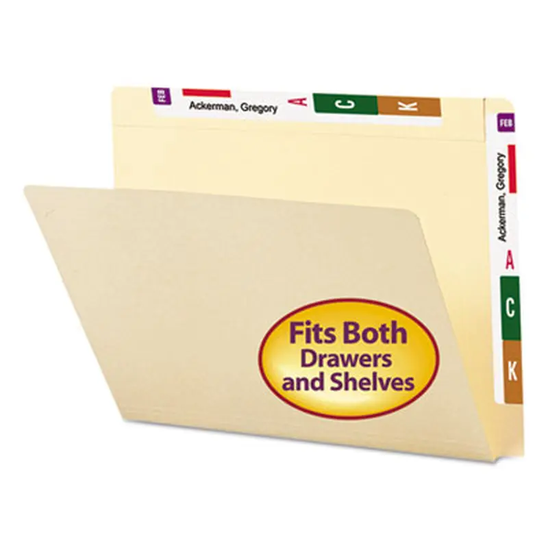 Heavyweight Manila End Tab Conversion File Folders, Straight Tabs, Letter Size, 0.75" Expansion, Manila, 100/Box - File Folders | Smead
