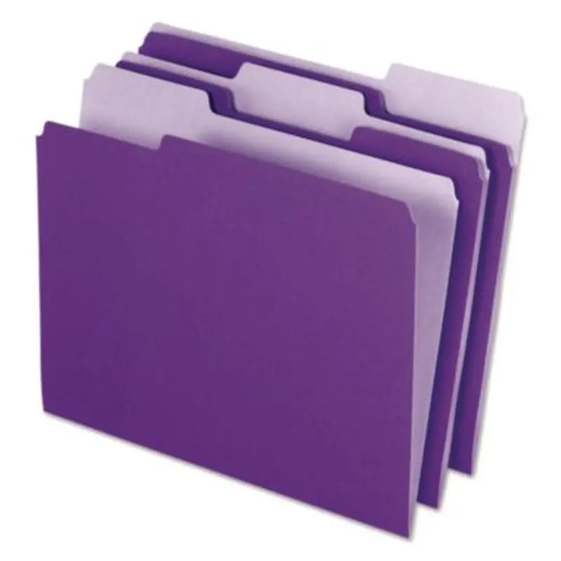Interior File Folders, 1/3-Cut Tabs: Assorted, Letter Size, Violet, 100/Box - File Folders | Pendaflex