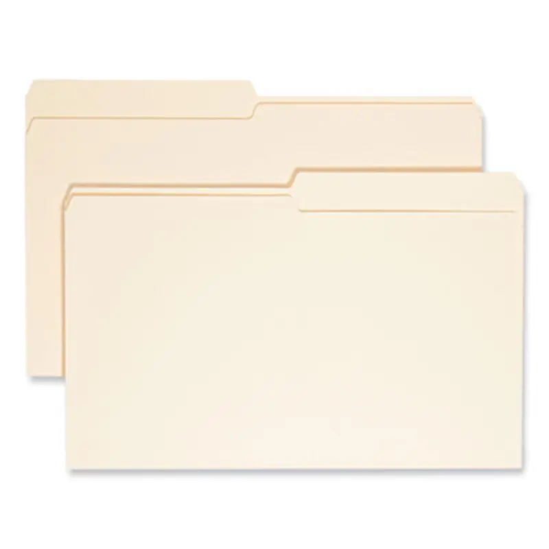 Manila File Folders, 1/2-Cut Tabs: Assorted, Legal Size, 0.75" Expansion, Manila, 100/Box - File Folders | Smead