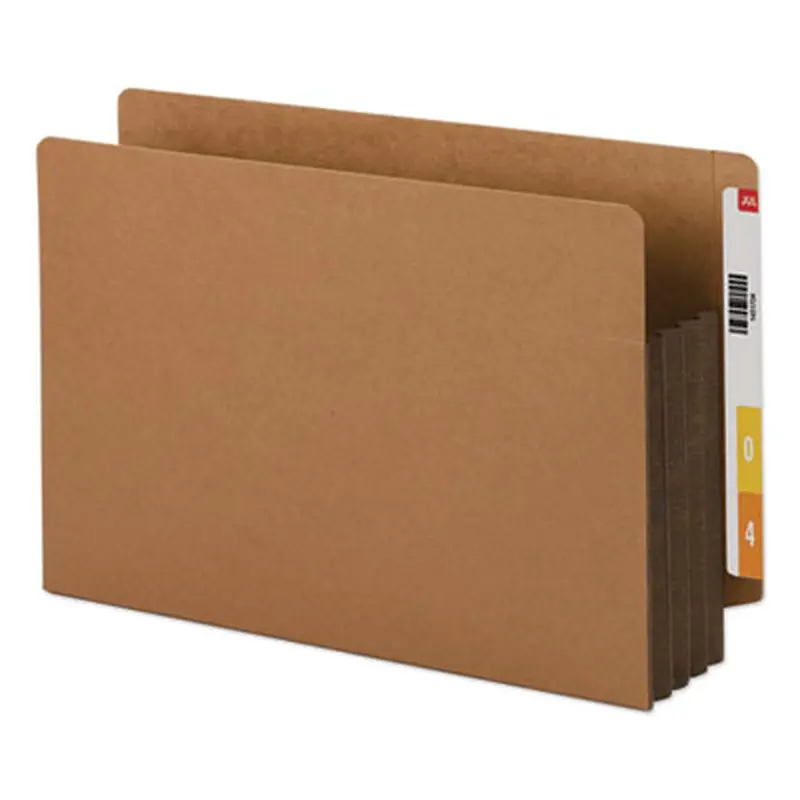 Redrope Drop-Front End Tab File Pockets, Fully Lined 6.5" High Gussets, 3.5" Expansion, Legal Size, Redrope/Brown, 10/Box - File Jackets/Sleeves/Wallets | Smead