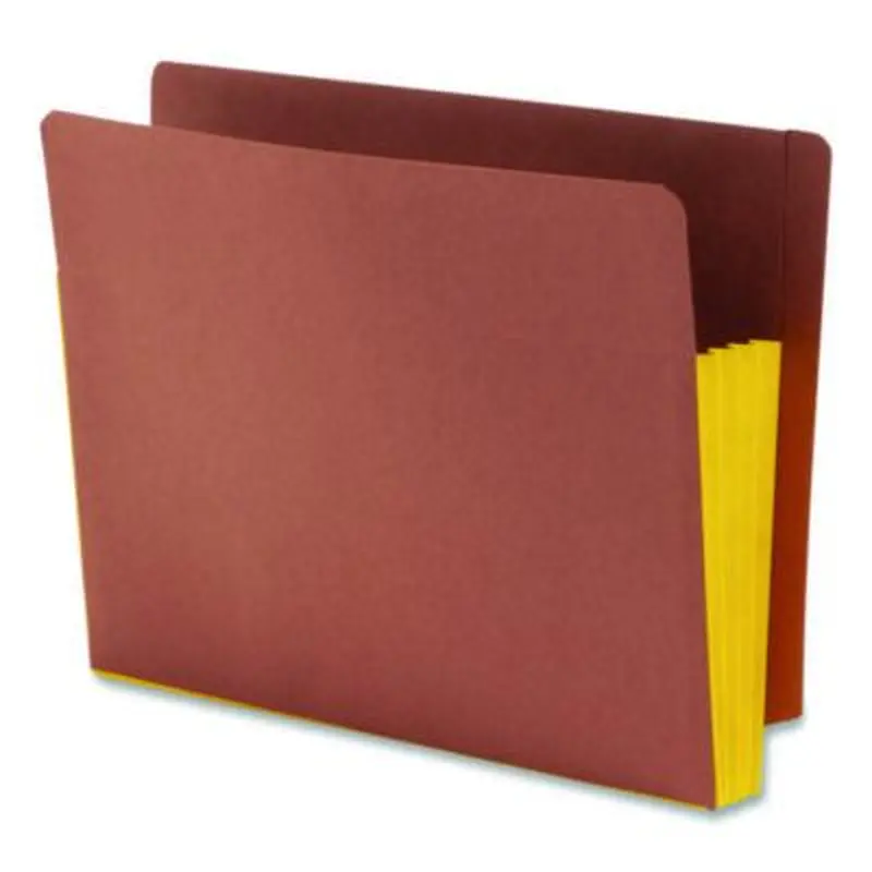 Redrope Drop-Front End Tab File Pockets, Fully Lined 6.5" High Gussets, 3.5" Expansion, Letter Size, Redrope/Yellow, 10/Box - File Jackets/Sleeves/Wallets | Smead