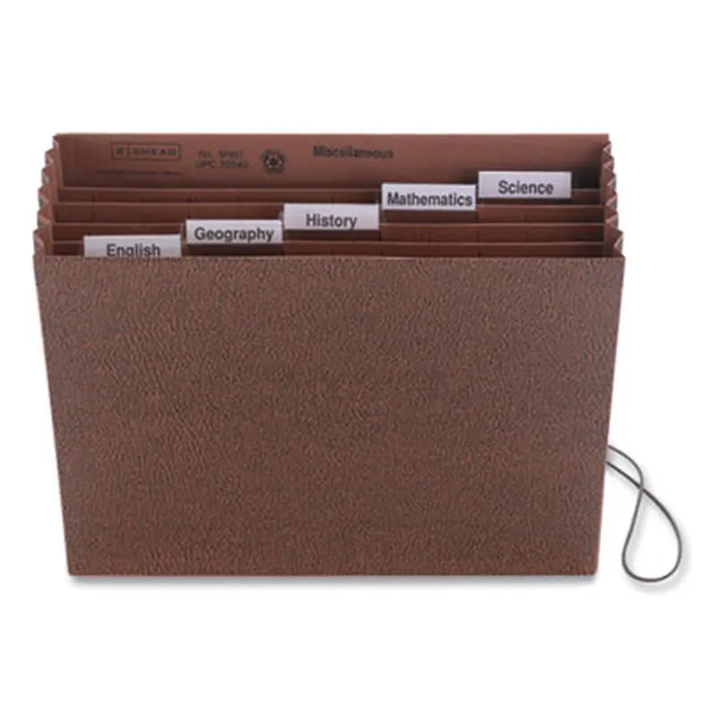 Six-Pocket Subject File with Insertable Tabs, 5.25" Expansion, 6 Sections, Elastic Cord, 1/5-Cut Tabs, Letter Size, Redrope - File Jackets/Sleeves/Wallets | Smead