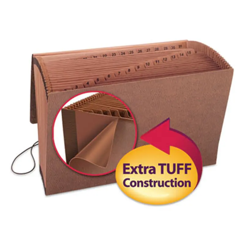 TUFF Expanding Wallet, 31 Sections, Elastic Cord Closure, 1/15-Cut Tabs, Legal Size, Redrope - File Jackets/Sleeves/Wallets | Smead