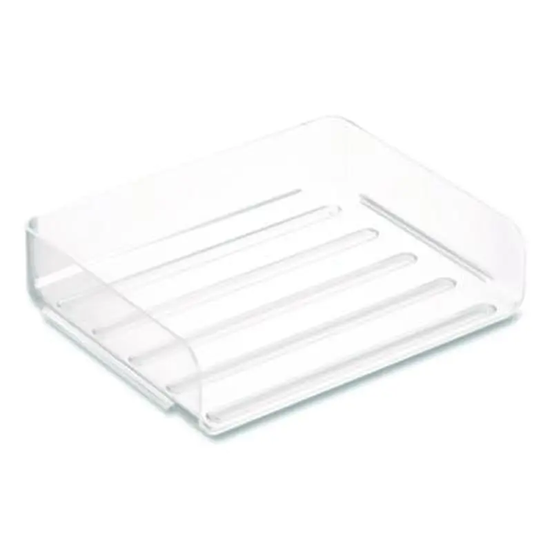Clear Side Load Stackable Plastic Letter Tray, Letter Size, 9.72 x 12.63 x 3.01 - Desktop Document Racks & Sorters | TRU RED