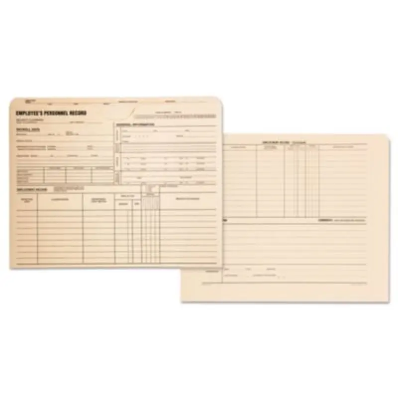Employee Record Jacket, Straight Tab, Letter Size, Manila, 100/Box - File Jackets/Sleeves/Wallets | Quality Park