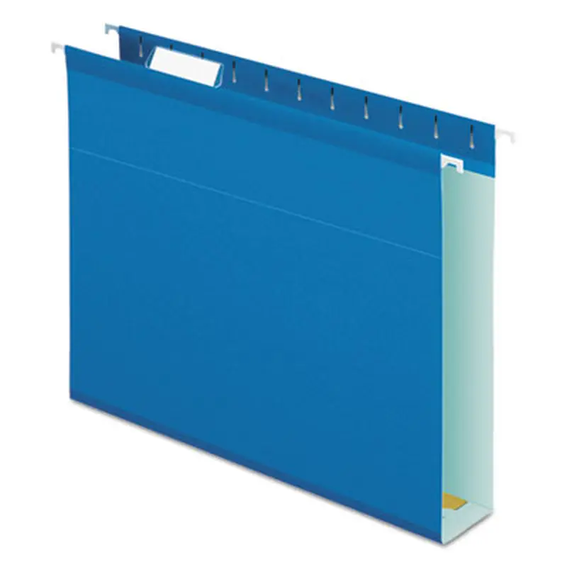 Extra Capacity Reinforced Hanging File Folders with Box Bottom, 2" Capacity, Letter Size, 1/5-Cut Tabs, Blue, 25/Box - Hanging File Folders | Pendaflex