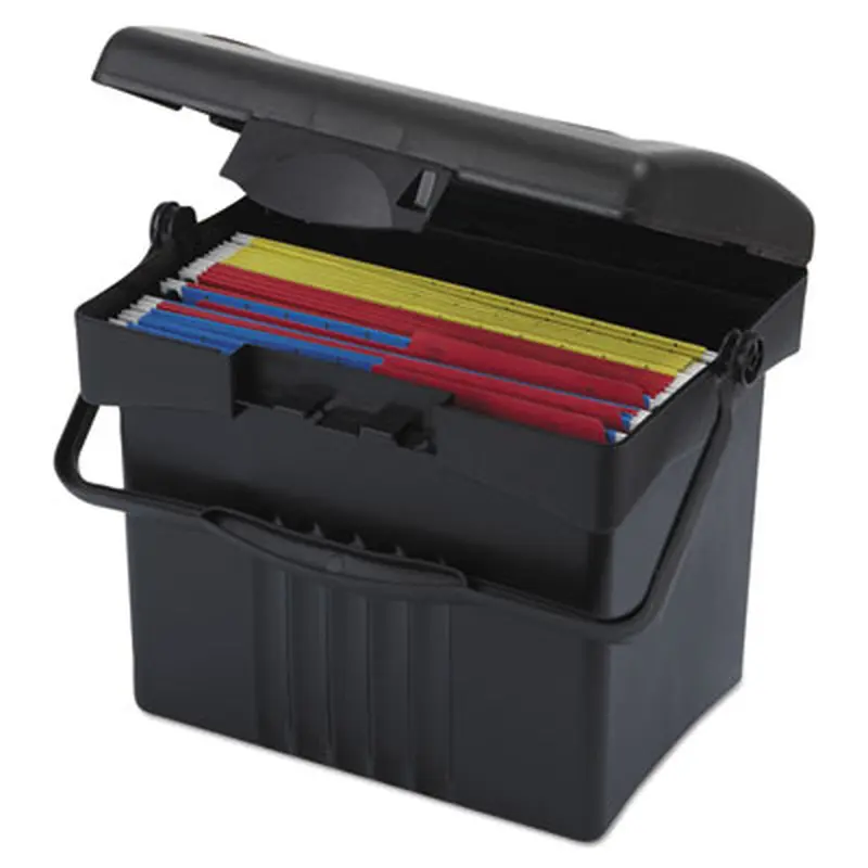 File Box with Organizer, Letter Files, 14" x 11.25" x 14.5", Black - File Boxes | Storex