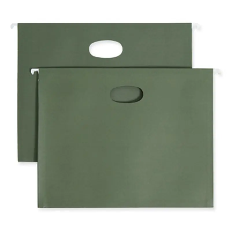 Hanging Pockets with Full-Height Gusset, 1 Section, 3.5" Capacity, Letter Size, Standard Green, 10/Box - Hanging File Folders | Smead