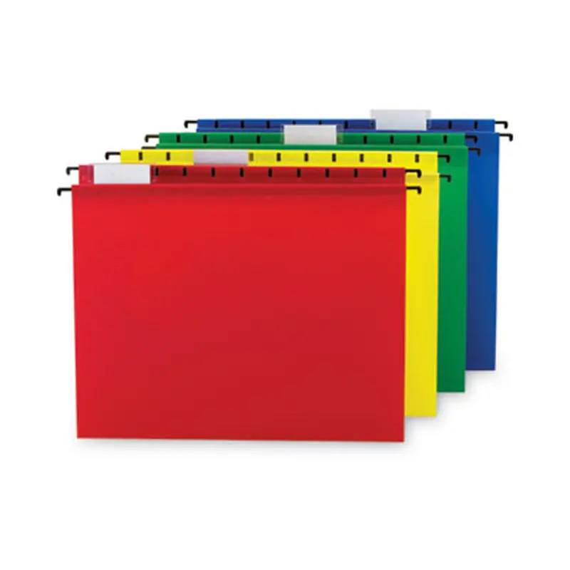 Poly Hanging Folders, Letter Size, 1/5-Cut Tabs, Assorted Colors, 12/Pack - Hanging File Folders | Smead