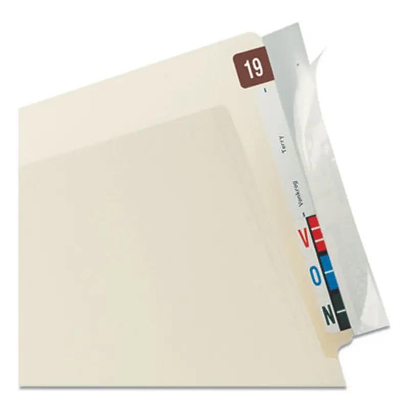 Self-Adhesive Label/File Folder Protector, End Tab, 2 x 8, Clear, 100/Box - File Folder Strips | Tabbies